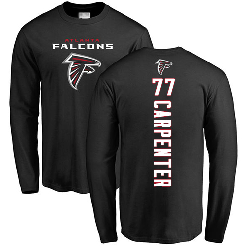 Atlanta Falcons Men Black James Carpenter Backer NFL Football #77 Long Sleeve T Shirt